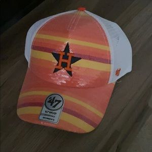 Women’s sequin Astros snap back ball cap
